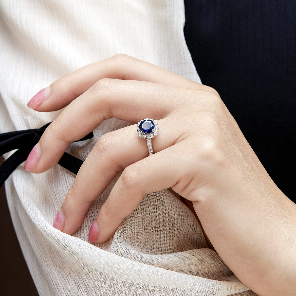 Midnight Blue Solitaire Silver ring