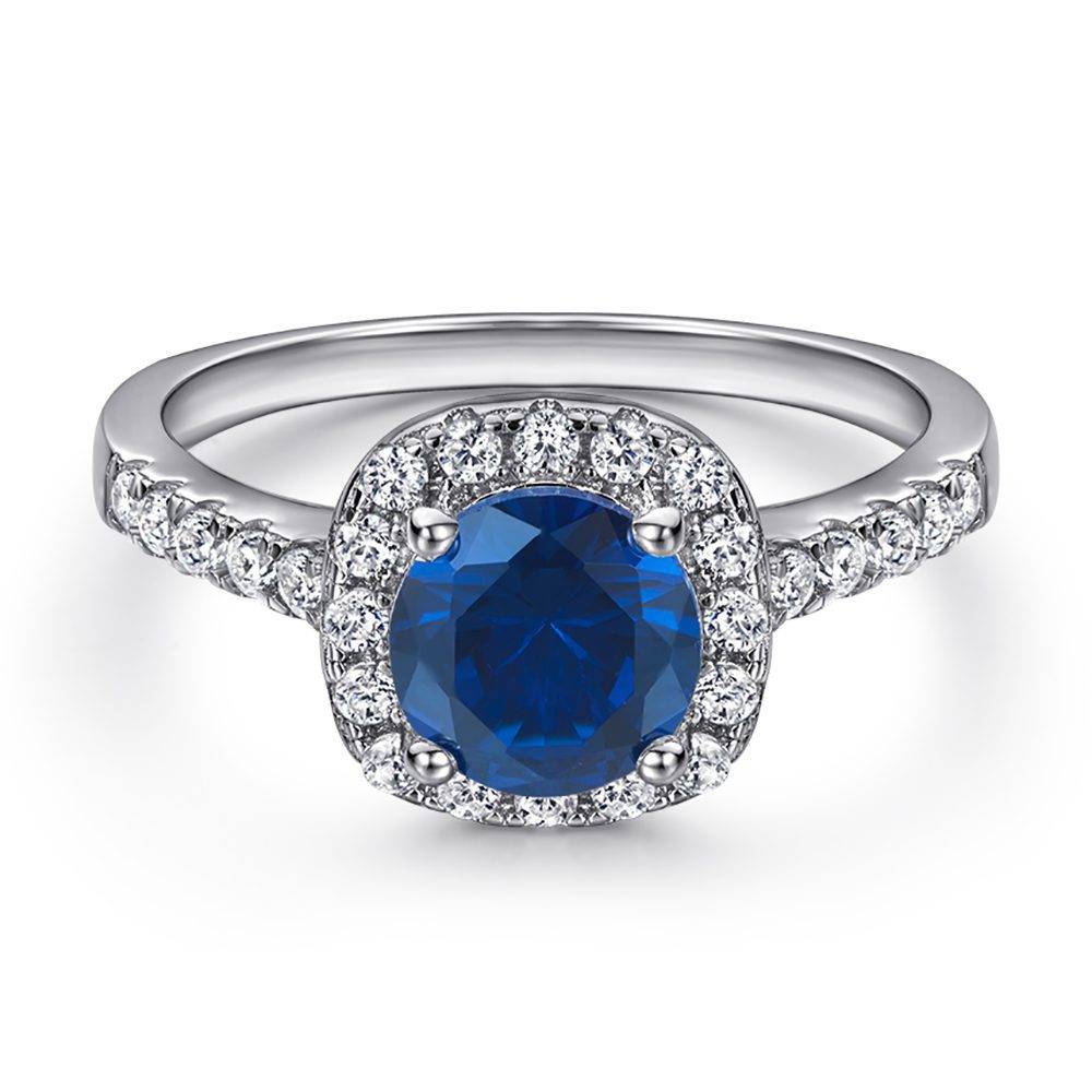 Midnight Blue Solitaire Silver ring