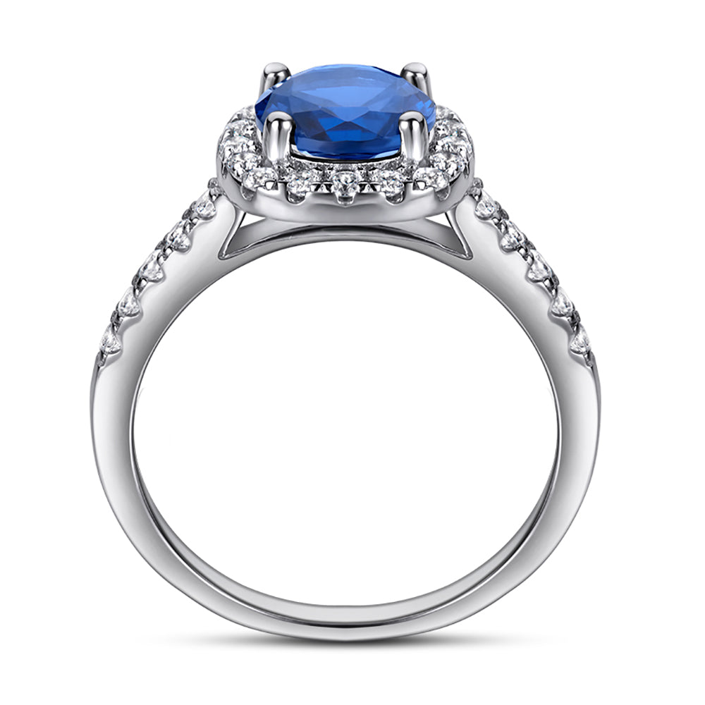 Midnight Blue Solitaire Silver ring