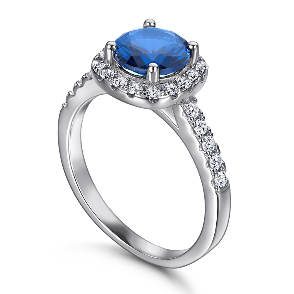 Midnight Blue Solitaire Silver ring
