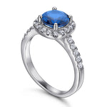 Midnight Blue Solitaire Silver ring