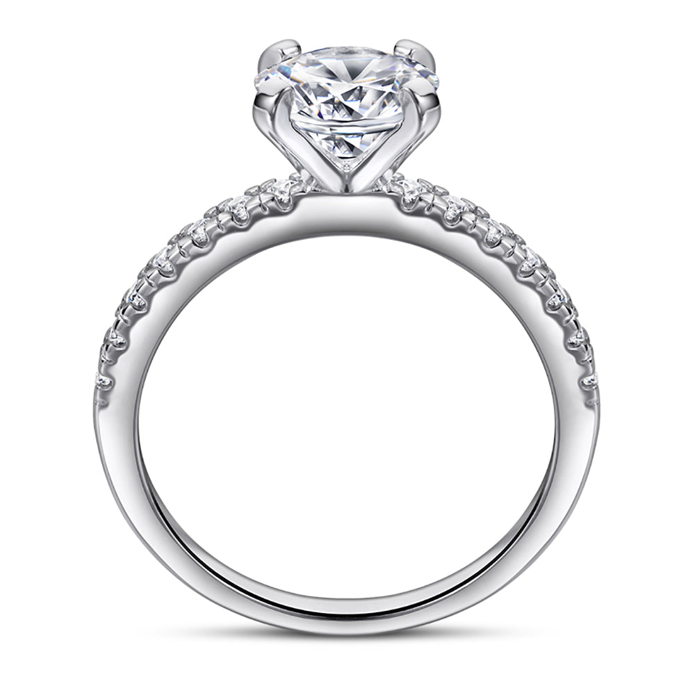 Silver ring with studded 3A zircon