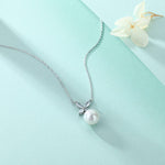 Four Leaf Clover Zircon Silver Pearl Pendant