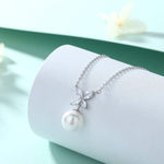 Four Leaf Clover Zircon Silver Pearl Pendant