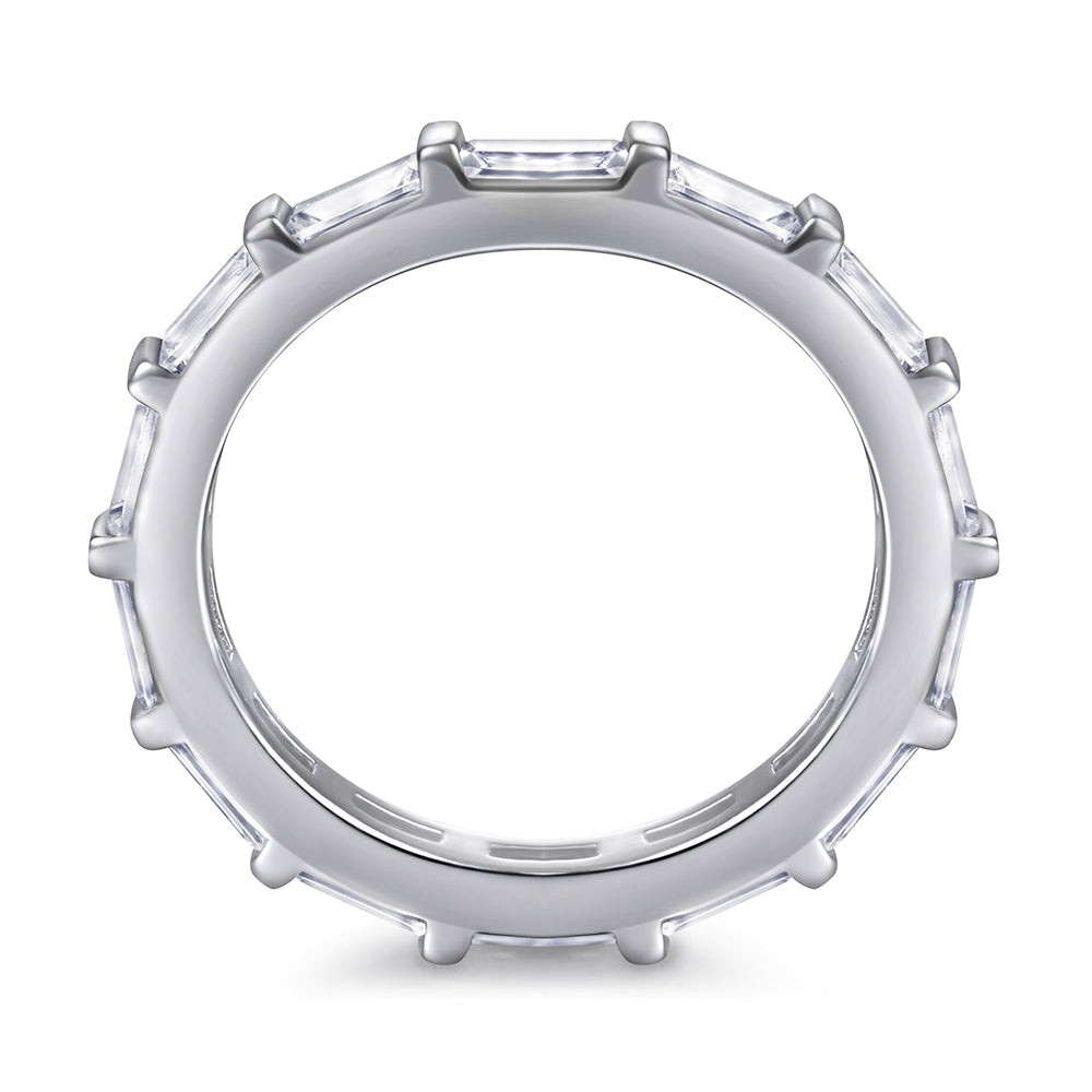 Emerald cut Half Silver ring