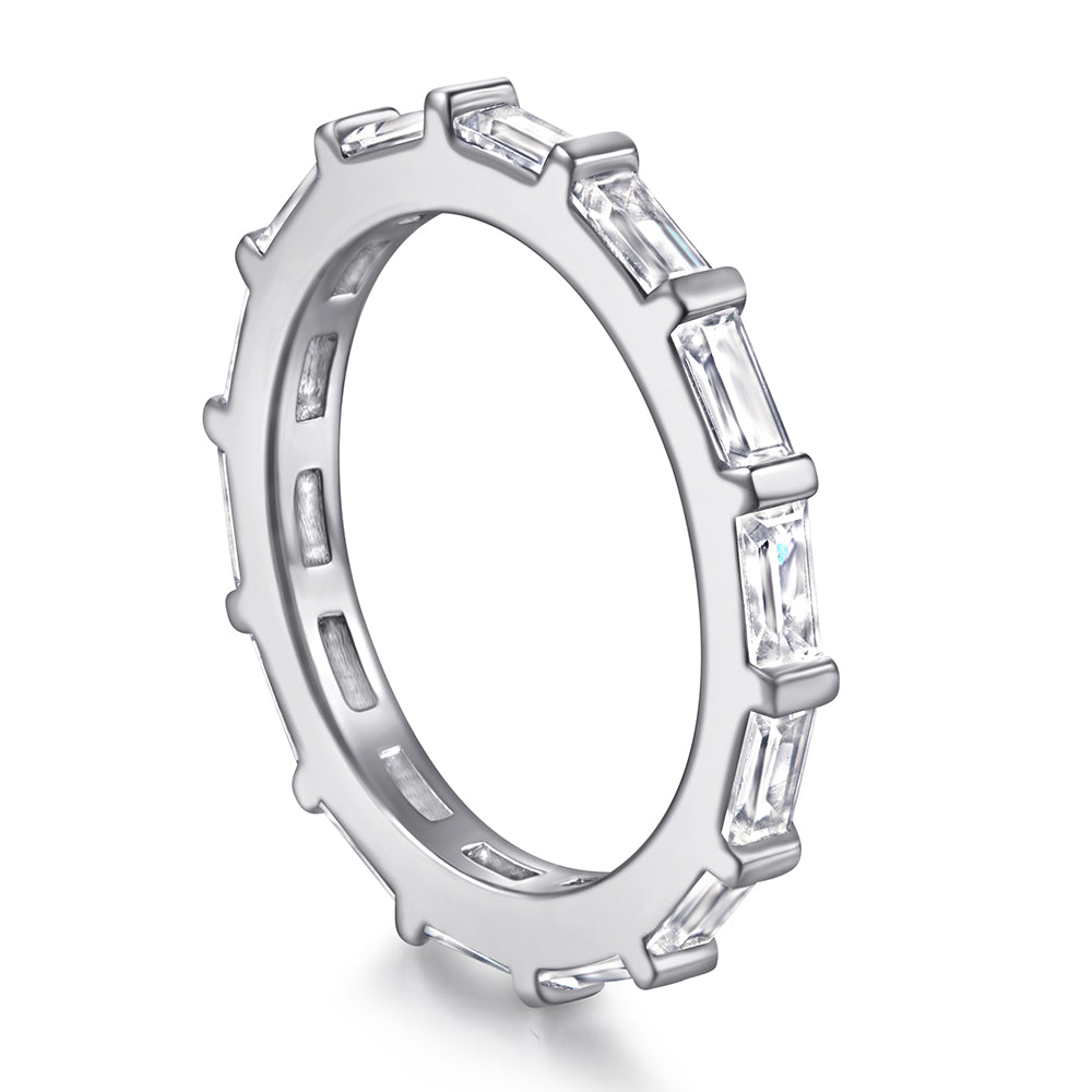 Emerald cut Half Silver ring