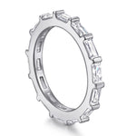 Emerald cut Half Silver ring