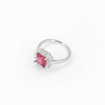 Pink Stone Solitaire Silver Ring
