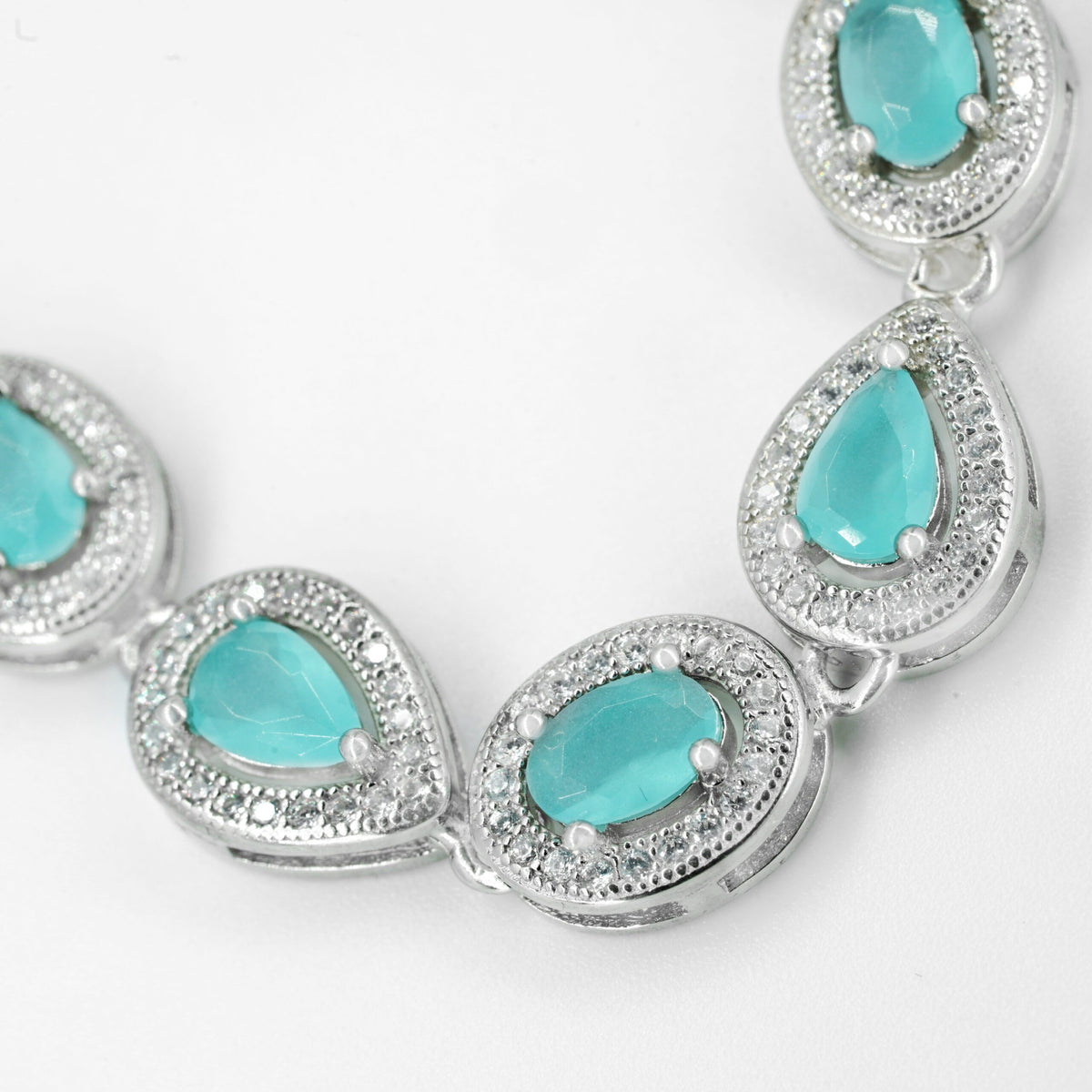 Silver Bracelet With Light Green Stones