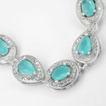 Silver Bracelet With Light Green Stones