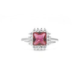 Pink Stone Solitaire Silver Ring
