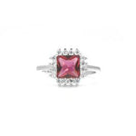 Pink Stone Solitaire Silver Ring