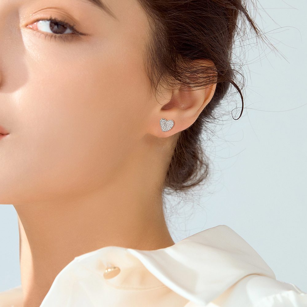 Heart full studded zircon Earring