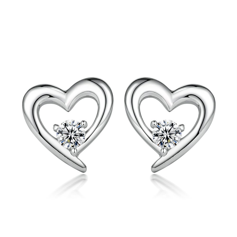 Heart with round zircon Earring