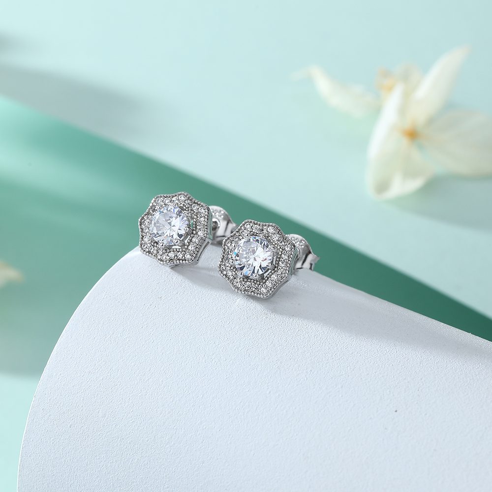 Green stone Octagonal Earring