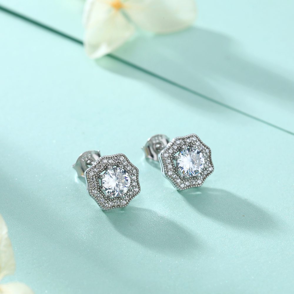 Green stone Octagonal Earring