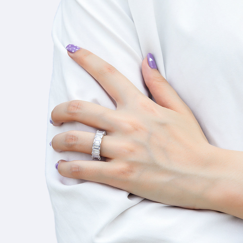 White Emerald Zircon Studded Ring