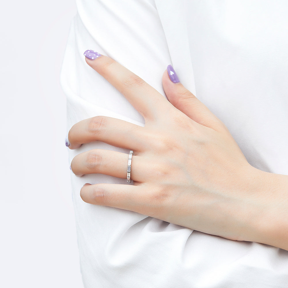 Emerald cut Half Silver ring