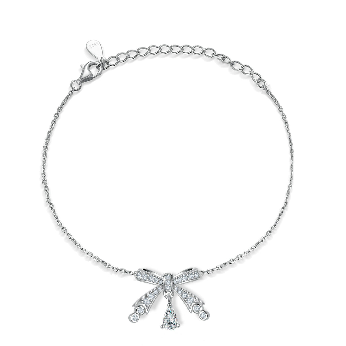 Gift Ribbon tied silver Bracelet