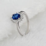 Blue Stone Solitaire Silver Ring