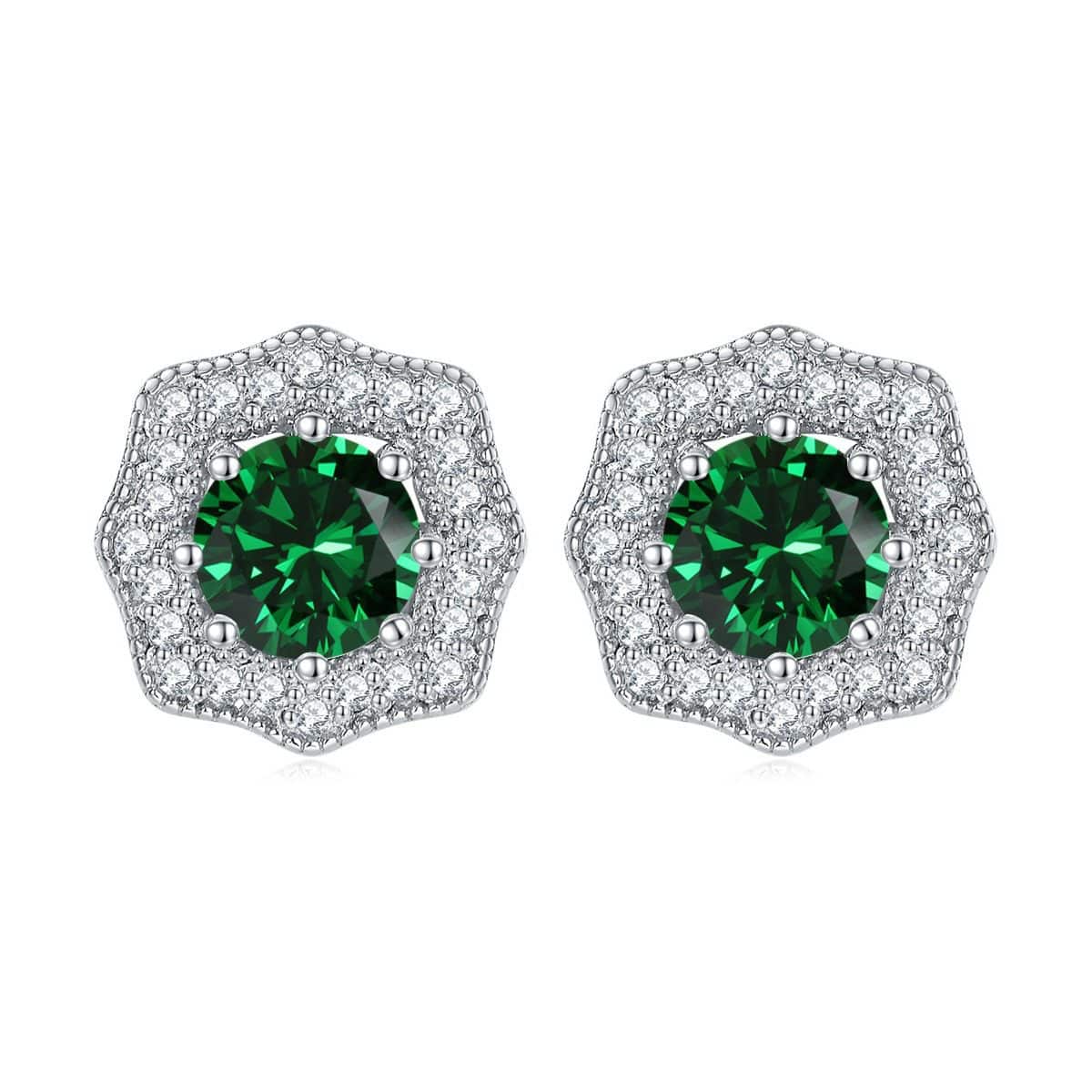 Green stone Octagonal Earring