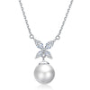 Four Leaf Clover Zircon Silver Pearl Pendant