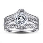 Zircon engagement ring with studded