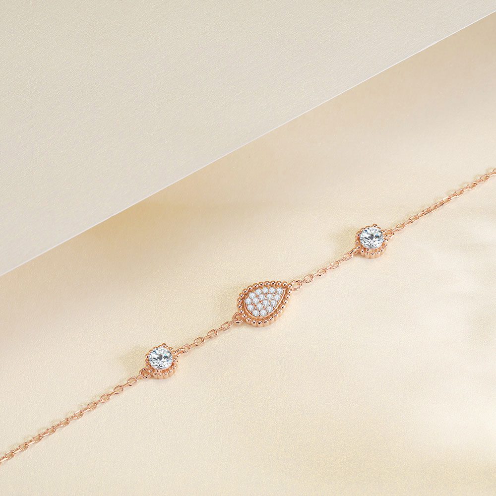 Rose Gold platted Pear shaped Bracelet